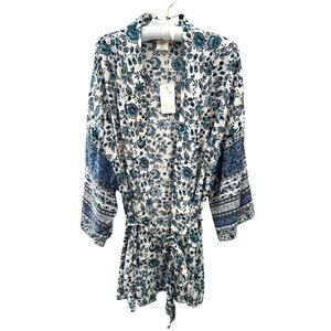 GOOD HART by Matilda Jane Gulf Coast Floral Kimono Blue White NWT | M/L
